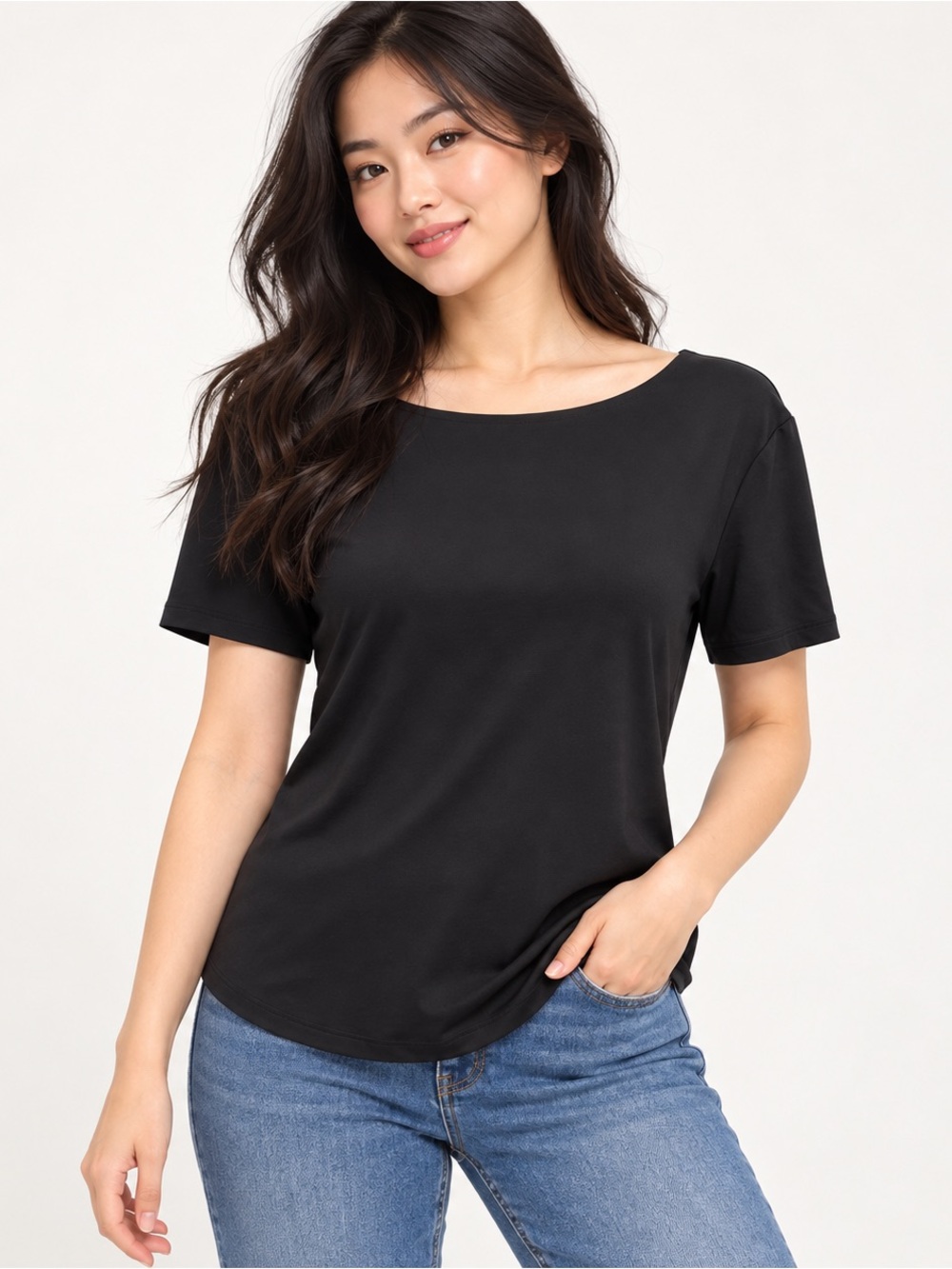Essential Women's Black Short-Sleeve Top